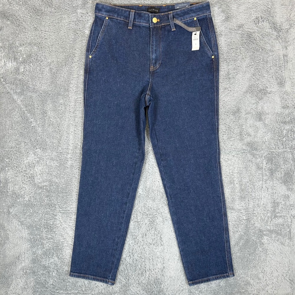 Talbots Slim Straight Ankle Jean Wyckoff Wash Dark Blue Mid Rise Size 6 NEW